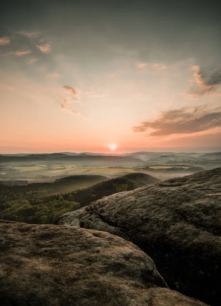 Questo Tramonto Sulla Kleine Winterberg Sassonia Svizzera Germania — Foto Stock