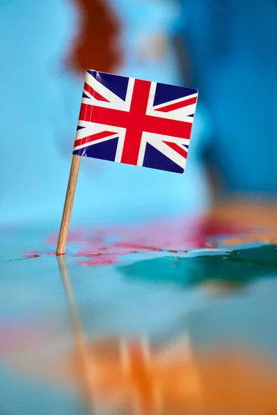 Closeup Flag Great Britain Small Stick Map — Stock Photo, Image