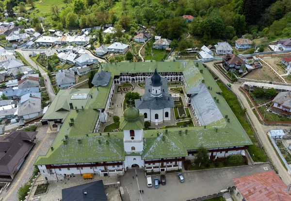 Mosteiro Agapia Roménia Visto Cima Vista Drone Famoso — Fotografia de Stock