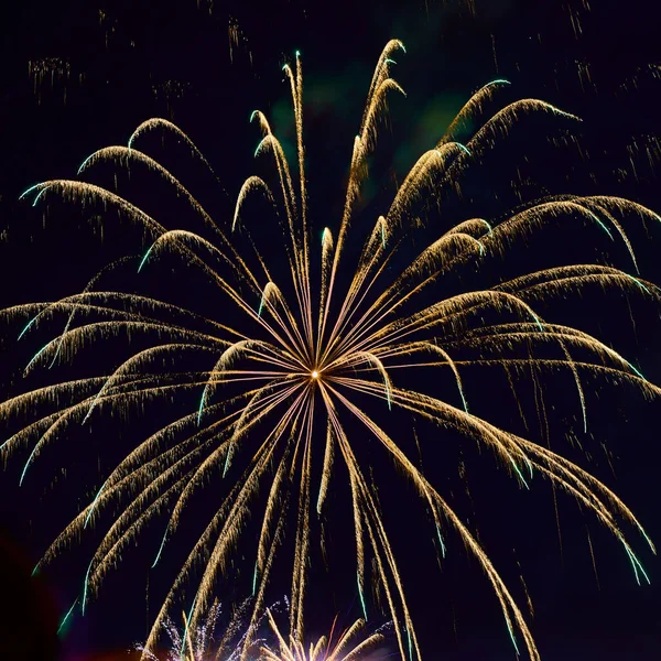 Bright Colorful Fireworks Dark Sky Festival — Stock Photo, Image