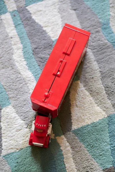 Una Toma Vista Superior Camión Modelo Mattel Rojo Película Disney —  Fotos de Stock