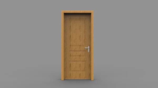 Creative Wooden Doorillustration Open Closed Door Render Entrance Realistic Doorway — Stock Photo, Image