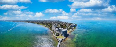 Woody Point 'in panorama çekimi. Queensland, Avustralya