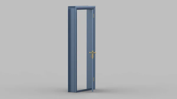 オープン 閉じたドアの創造的なイラストは 背景に隔離された現実的な戸口の3Dイラストをレンダリングします — ストック写真