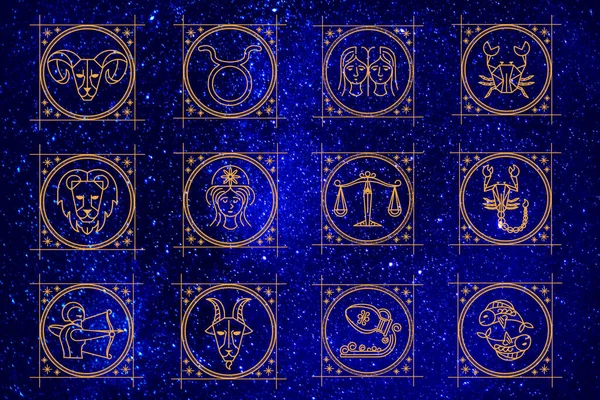 Zodiac Astrologi Horoskop Tecken Vädur Taurus Gemini Cancer Leo Virgo — Stockfoto