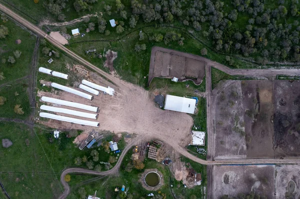 Luftaufnahme Eines Silosacks Auf Einem Feld Ländliches Ländliches Bild Der — Stockfoto