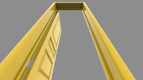 オープン 閉じたドアの創造的なイラストは 背景に隔離された現実的な戸口の3Dイラストをレンダリングします — ストック写真