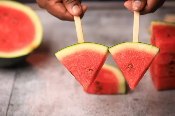 Sandía Cortada Forma Paleta — Foto de Stock