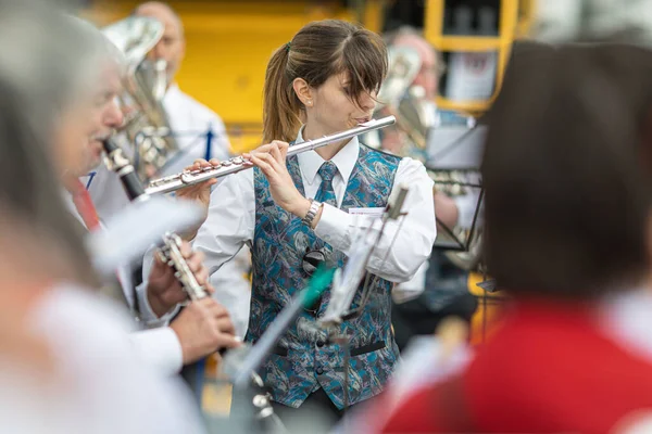 Female Flute Player Bea Expo Bern Switzerland — Stock Photo, Image