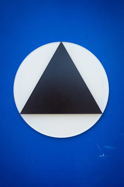 Blank Vertical Bathroom Sign Blue Triangle Circle — Stock Photo, Image