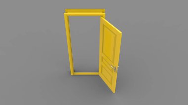 3d illüstrasyon eşleştirmesinde izole edilmiş farklı sarı kapı kümesi boş arkaplan