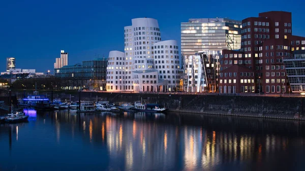 Beautiful View Gehry Buildings Dusseldorf Media Harbor Night — Stock Photo, Image