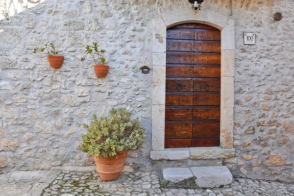 Drzwi Starego Domu Veroli Miasto Regionie Lacjum Włoszech — Zdjęcie stockowe