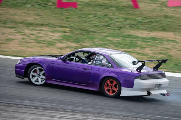 Nissan Silvia S14 Morado Deriva Pista —  Fotos de Stock