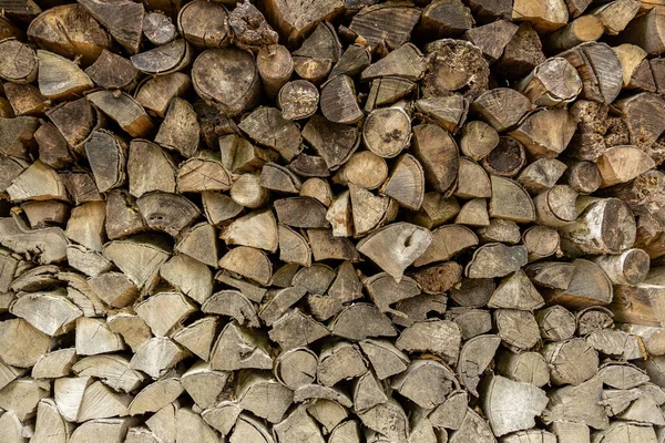 Natural Wooden Background Closeup Chopped Firewood — Stock Photo, Image
