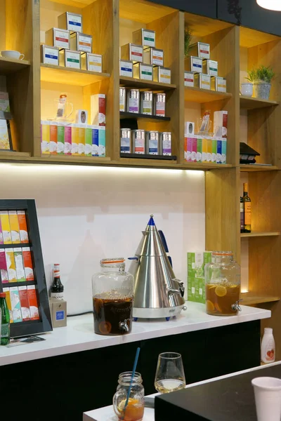 Caféausstattung Einer Kaffee Und Teebar Auf Der Horeca Expo 2022 — Stockfoto