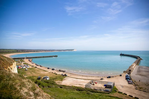 Panoramic View Newhaven Beach White Cliffs Fort Hill England — Stock Photo, Image