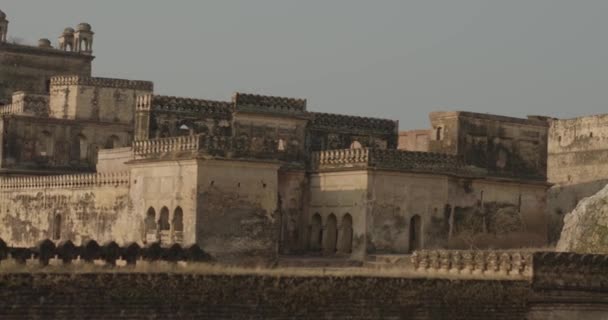 Een Openlucht Uitzicht Beroemde Verlaten Fort Oude Ruïne Kasteel India — Stockvideo