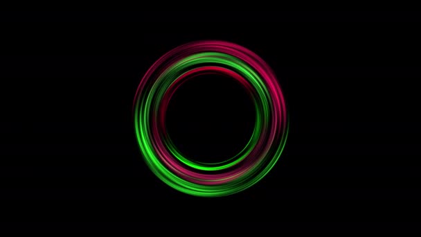 Abstraktní Kruhový Pohyb Růžových Zelených Světel Černém Pozadí — Stock video