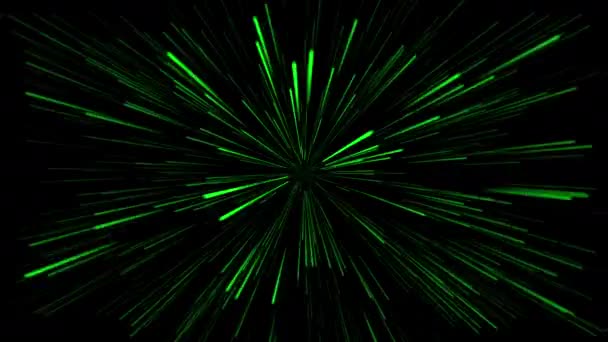 Luces Verdes Vibrantes Movimiento Sobre Fondo Negro — Vídeo de stock