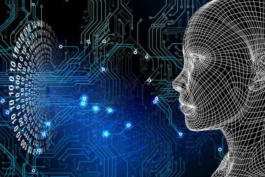 Yüksek teknoloji iletişim kavramına sahip soyut bir beyin teknolojisi geçmişi.