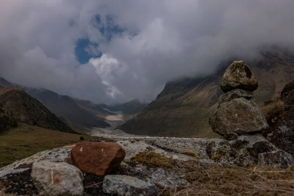 Mesmerizing View Salkantay Pass Peru Cloudy Sky — Stock Photo, Image