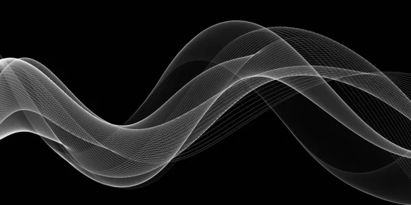 Beautiful Abstract Black White Grid Wave Design — Stockfoto