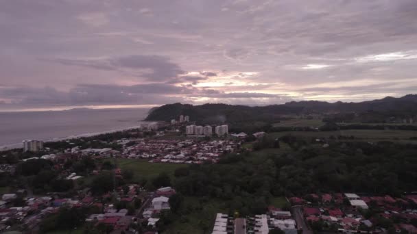 Vzdušný Výhled Západ Slunce Nad Pláží Jaco Kostarice — Stock video
