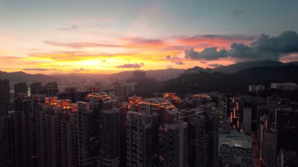 Uma Vista Aérea Icônico Horizonte Hong Kong Dia Nebuloso — Vídeo de Stock