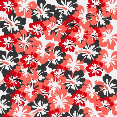 Aloha Hawai çiçeklerinin dikişsiz deseni. Çiçek amfibik tropikal tasarımı