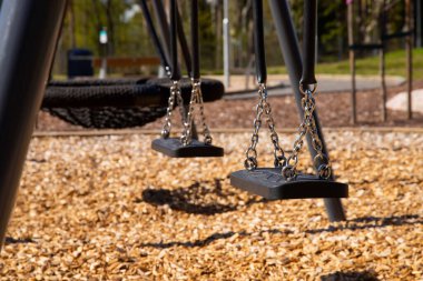 Parkta iki lastik salıncağın güzel bir çekimi.