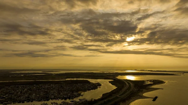 Aerial View Beautiful Sunrise Sheepshead Bay Brooklyn New York Usa — Stock Photo, Image