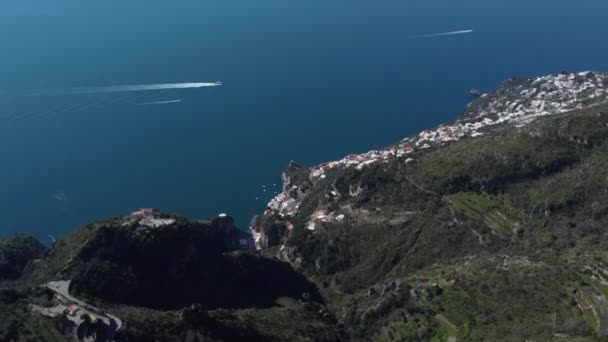 Aerial View Path Gods Tree Fields Positano Amalfi Coast Southern — Stock Video