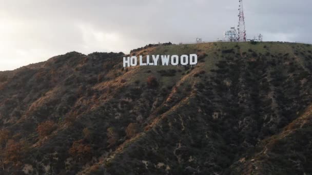 Чудовий Знімок Голлівудського Знака Горі Лос Анджелесі Штат Каліфорнія — стокове відео