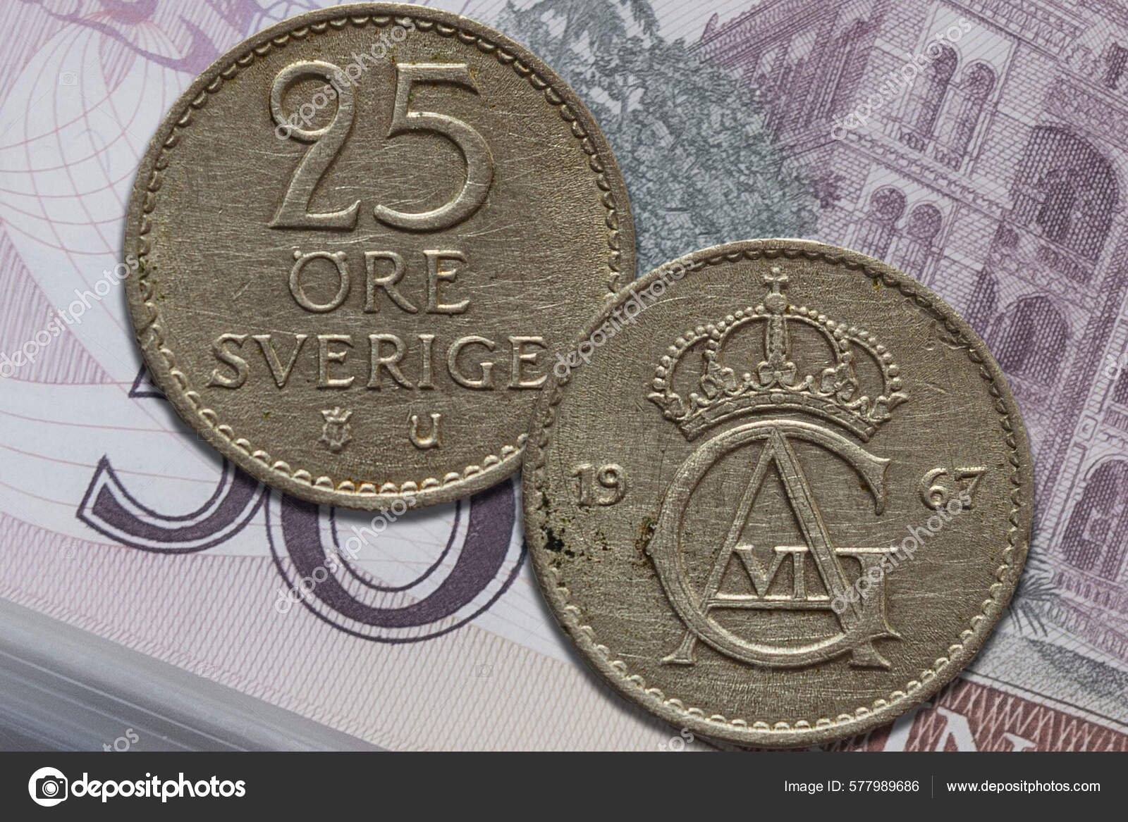 瑞典克朗硬币正面和反面瑞典官方货币——图库图片© wirestock_creators #577989686