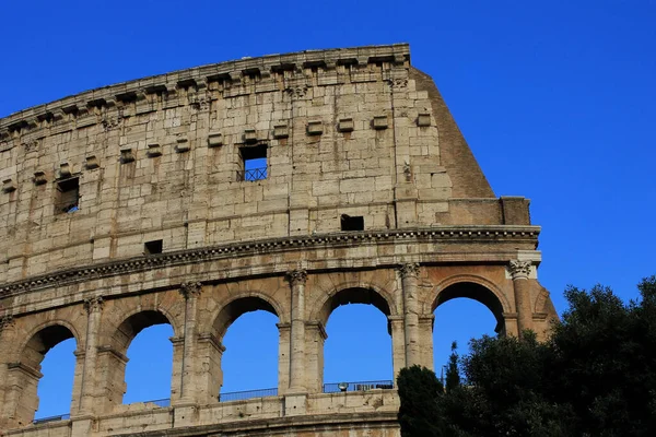 Foto Cerca Detalle Fachada Del Coliseo Atardecer — Foto de Stock