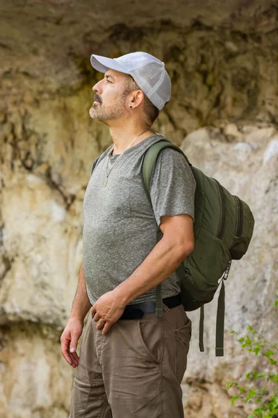 Man Hiking Forest Nature Concept — Stock Photo, Image