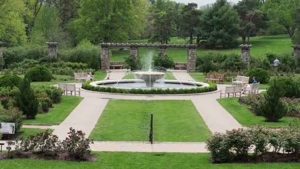 Širokoúhlý Pohled Růžové Zahrady Parku Jacob Loose Kansas City Missouri — Stock video