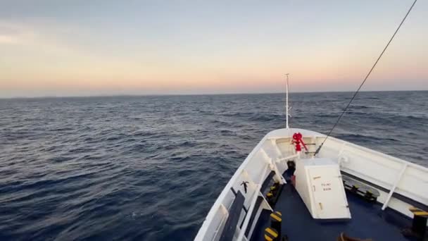 Une Belle Vue Yacht Paysage Marin Horizon Coucher Soleil — Video