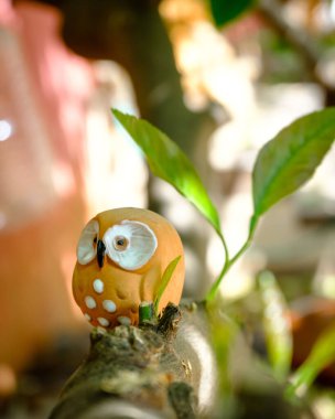 Doğal bir ağaçta komik bir baykuş.