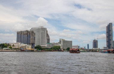 Chaophraya Nehri ve Bangkok Tayland 'ın Güneydoğu Asya manzarası
