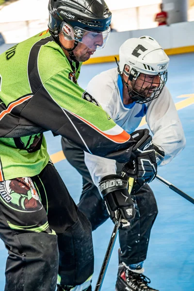 Play Mezi Druhou Třetí Inline Pole Hokejové Divize Mezi Týmy — Stock fotografie