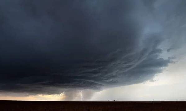 Une Vue Panoramique Une Tempête Nocturne Dans Ciel Nuageux Texas — Photo