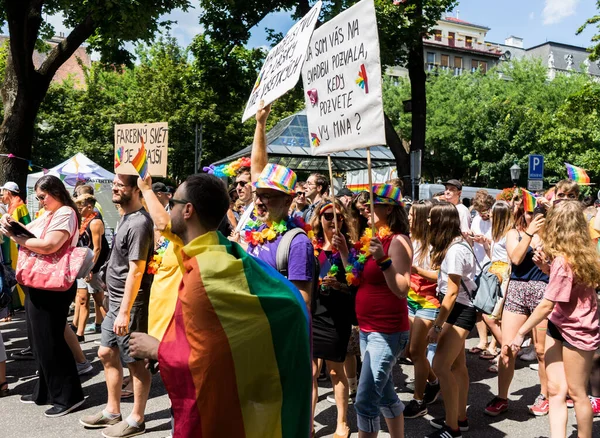 People March Equal Rights Lgbtq Community Rainbow Flags Europe — Stock Photo, Image
