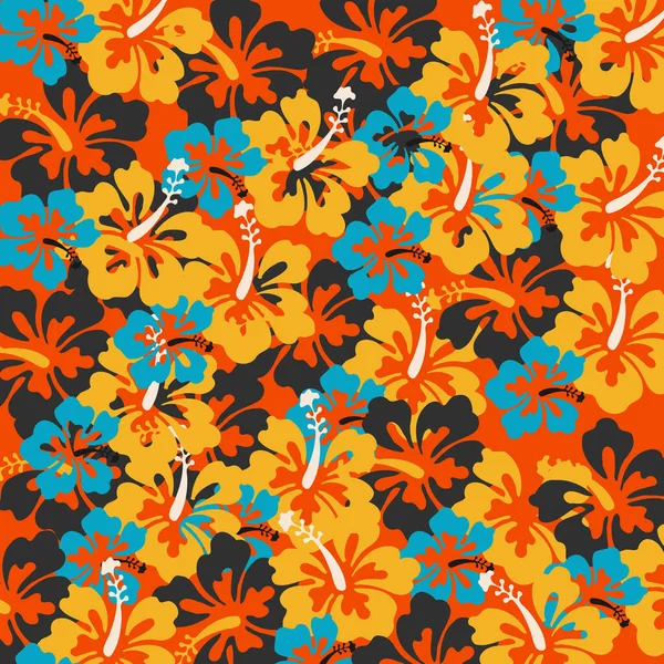 Hibiscus Tropical Flower Seamless Pattern Natural Beauty Design — Stock Photo, Image