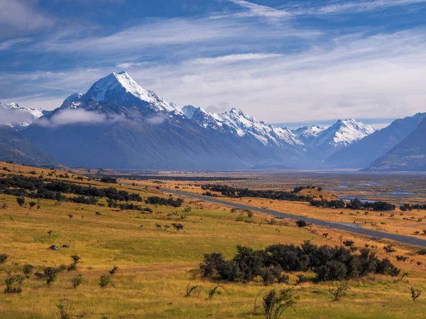 Μια Όμορφη Θέα Του Βουνού Cook Στη Νέα Ζηλανδία — Φωτογραφία Αρχείου