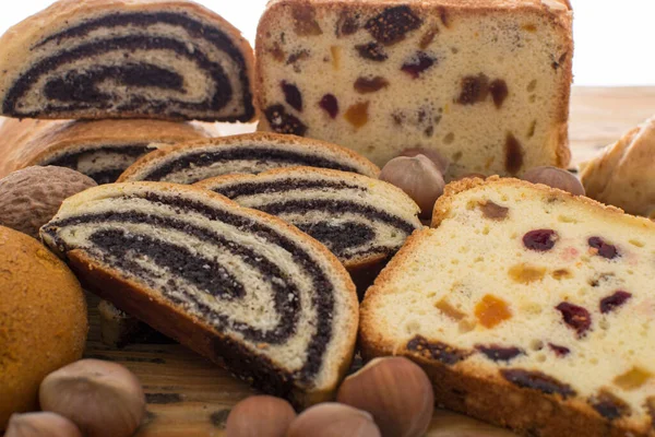 Freshly Baked Delicious Pastries Wooden Surface — Stock Photo, Image