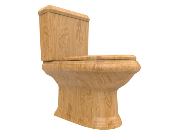 一个木制Wc厕所水柜3D插图 — 图库照片