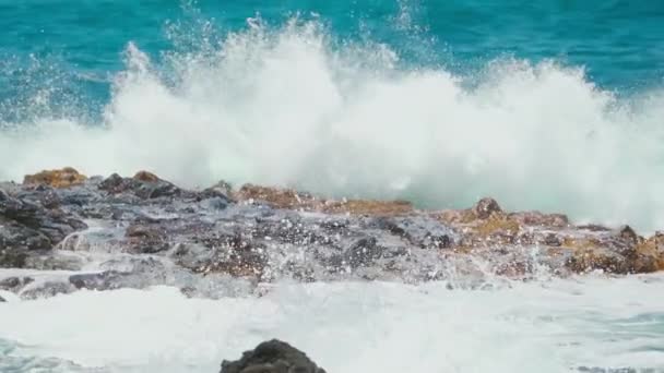 Ondas Batendo Contra Rochas Península Anae Maui Havaí Tiros Câmara — Vídeo de Stock
