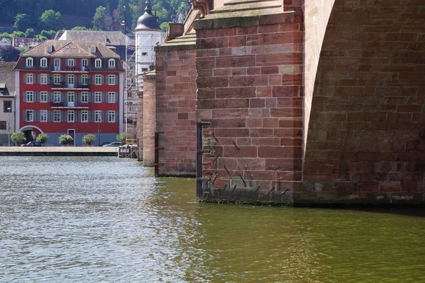 Karl Theodor Bridge Old Bridge View Red Building Heidelberg —  Fotos de Stock